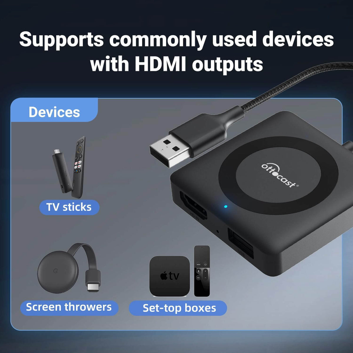 Ottocast Tbox UHD Android 13 CarPlay AI Box with HD Output